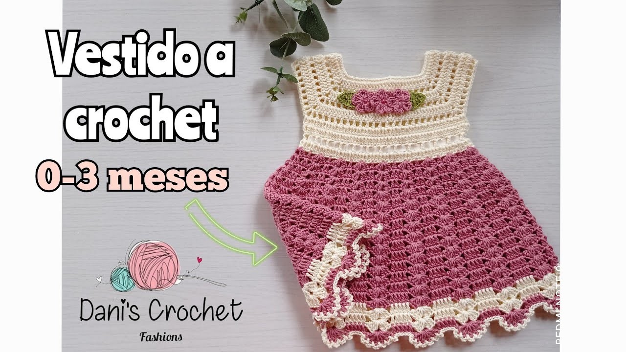 Vestido a crochet | talla 0-3 meses | para bebe | modelo Rosi????