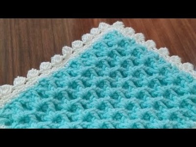 Parte 2. Manta para bebé, sencilla y rápida de tejer en crochet + Borde