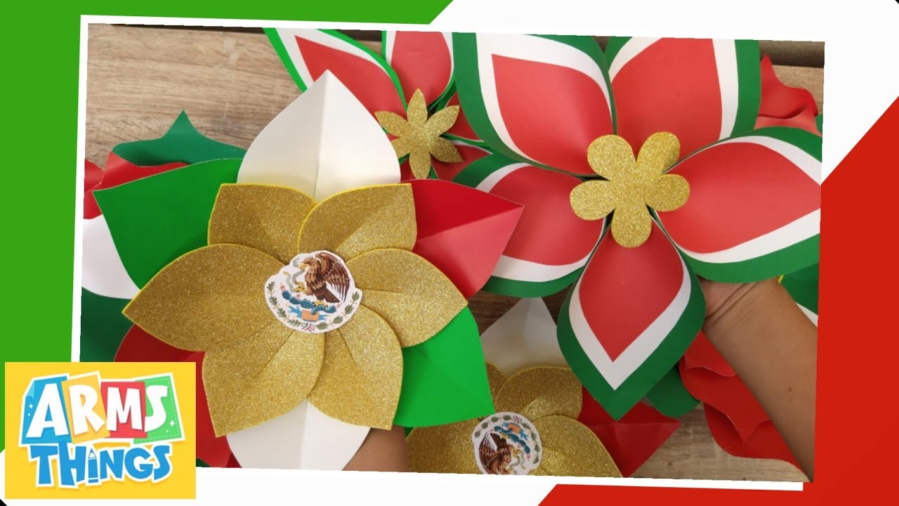 Adornos Fiestas Patrias ????????. Flores Tricolor. Decoraciones Fiestas Patrias Mexicanas.Flores de papel
