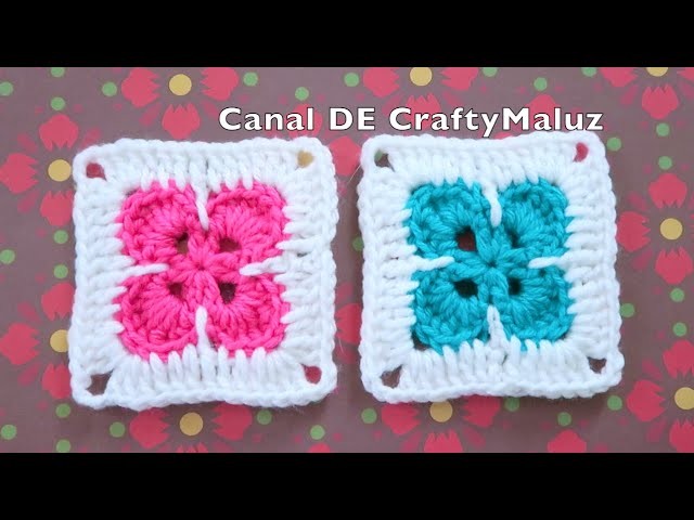 CROCHET TUTORIAL Mini Cuadro a crochet Cuadro con flor en el centro tejido a crochet granny square
