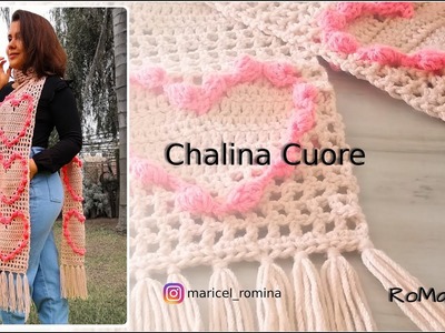Bufanda Chalina Cuore crochet tutorial. cachecol croche. bufanda ganchillo