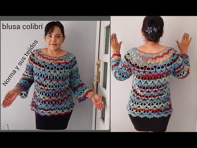 Blusa a crochet colibrí ????parte 2 #crochet #blusasnorma #normaysustejidos