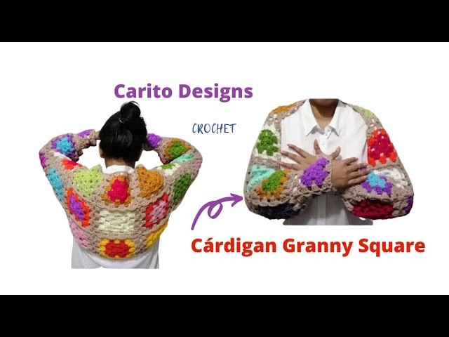 ???? Cómo HACER SWETER. CÁRDIGAN JOY Red Velve con GRANNY SQUARE a CROCHET,con restos de LANA. Parte 2