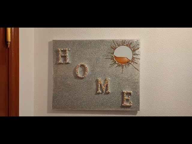 ????-DIY- IDEAS DECORA UNA PARED HACIENDO UN CUADRO CON UN LIENZO PINTURA ACRILICA, LETRAS Y ESPEJO.