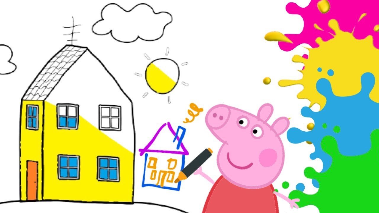 Como dibujar la casita de Peppa Pig. Dibujos fáciles.Pintamonas kids