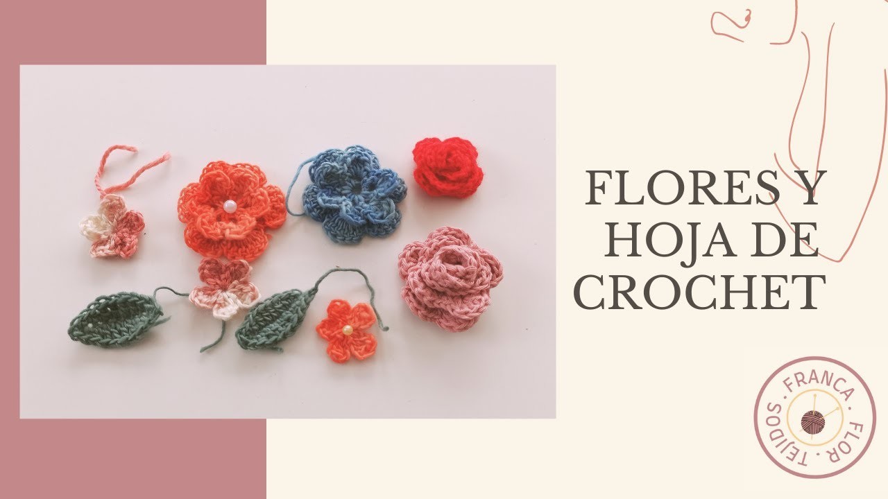 Cómo hacer flores y hoja de crochet utilizando los restos de lana.