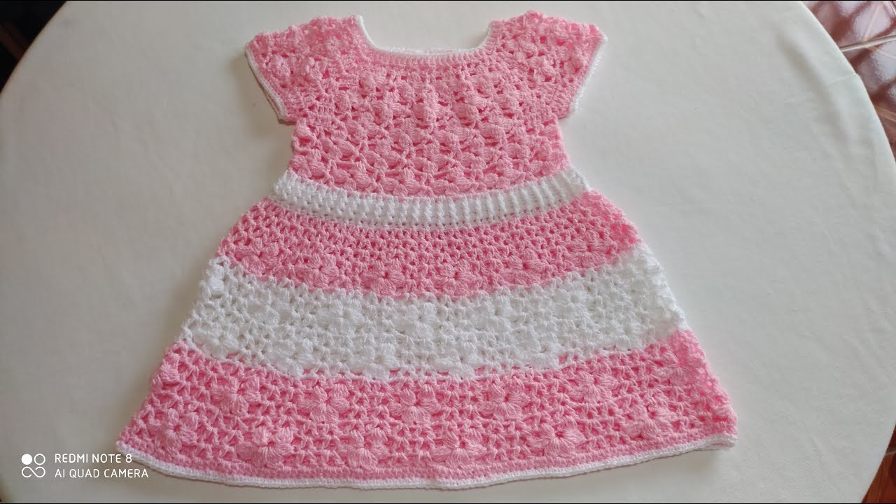 Vestido rosa a crochet de 1 a 2 años