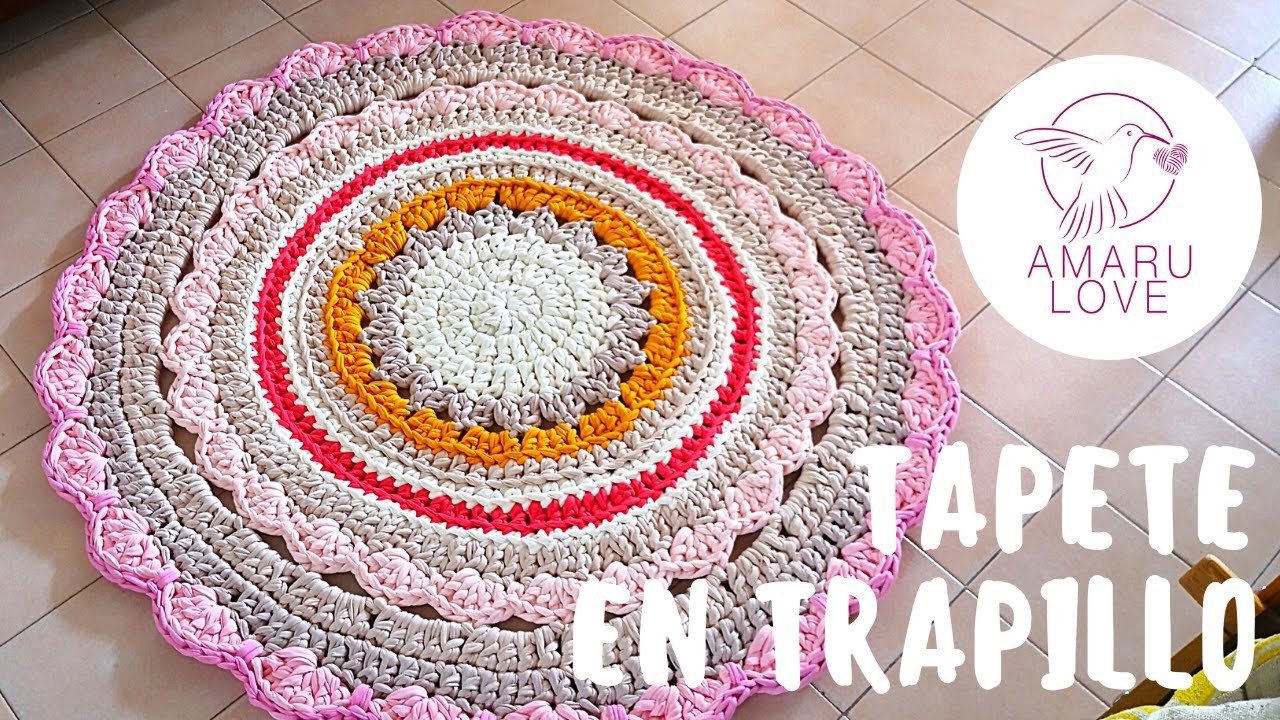 ????Alfombra en #trapillo.Cómo tejer #tapete redondo paso a paso  - #Mandala XXL - Carpeta en trapillo