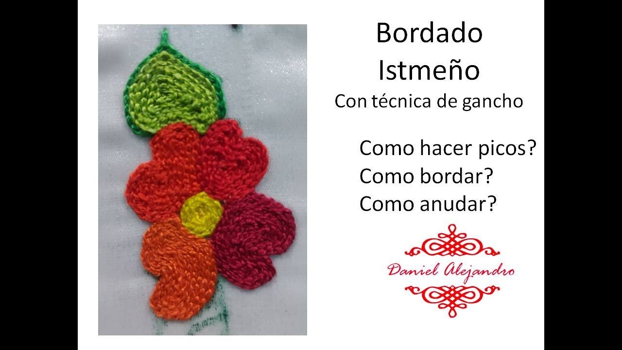 Flor de 4 pétalos sin matizar, AQUÍ ENSEÑO HACER PICOS (bordado Istmeño con Gancho ó tejido Istmeño)