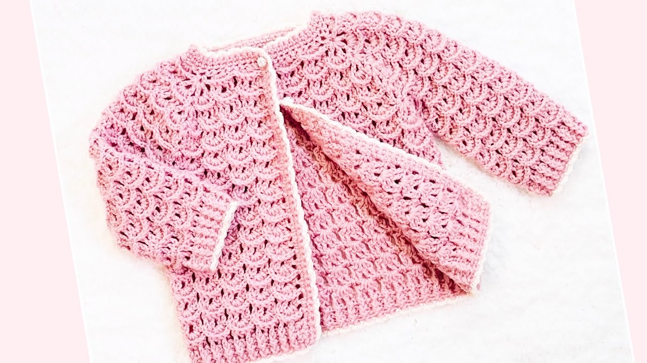 Chaquetita o cardigan a crochet paso a paso fácil para niñas en varias medidas por Crochet for Baby