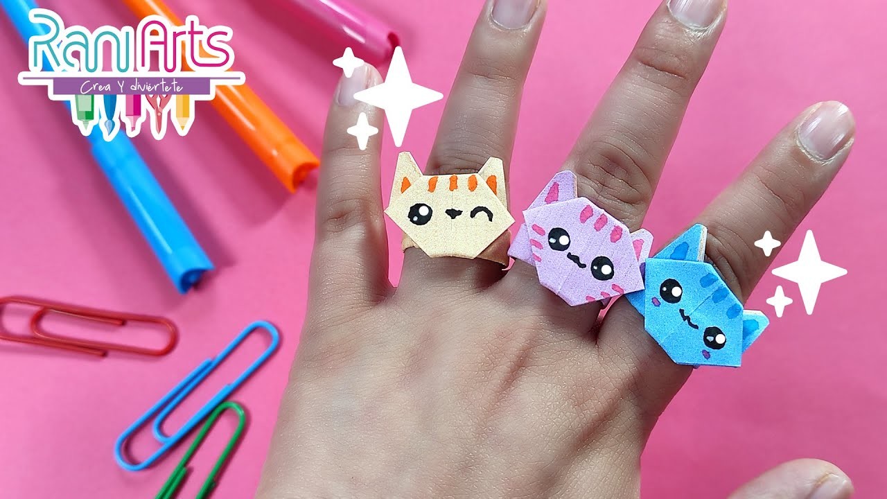 ANILLOS DE PAPEL GATITOS ORIGAMI - DIY - anillos lindos y fáciles.