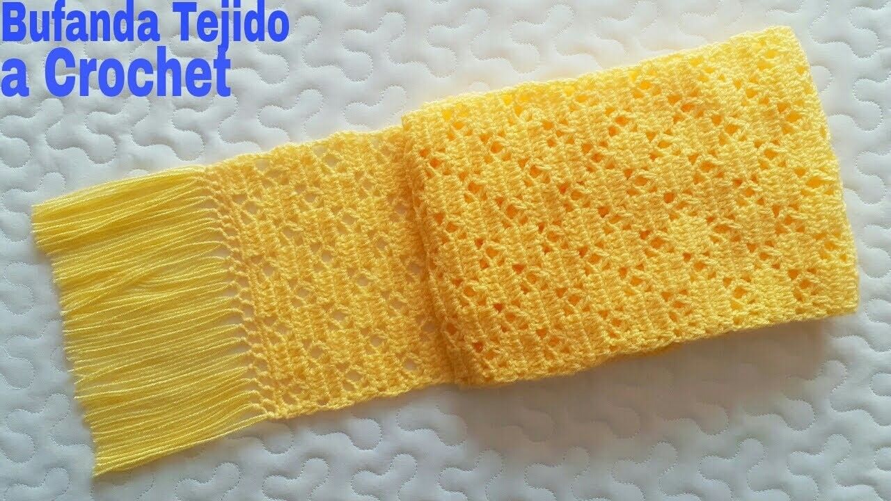 Bufanda Tejido a Crochet (Tutorial paso a paso)Fácil y Rápido de Hacer.