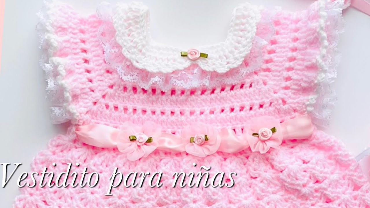 Vestido para bebé a crochet paso a paso en varias medidas CONJUNTO PARA NIÑAS FÁCIL DE TEJER