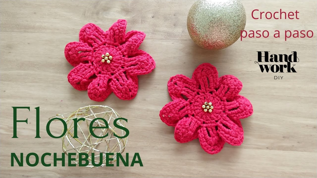 Cómo hacer flores Nochebuena a crochet tutorial fácil