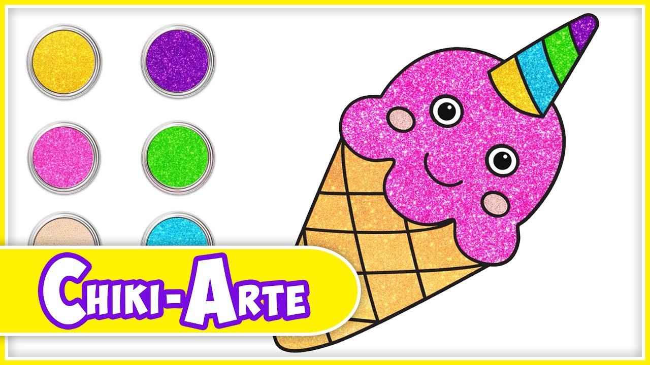 Aprende a dibujar un helado de unicornio con purpurina - Dibujos para niños