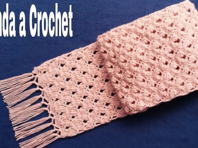 Bufanda tejida a Crochet(Tutorial)Puntos Muy Sencillos Recomendado Para Principiantes.