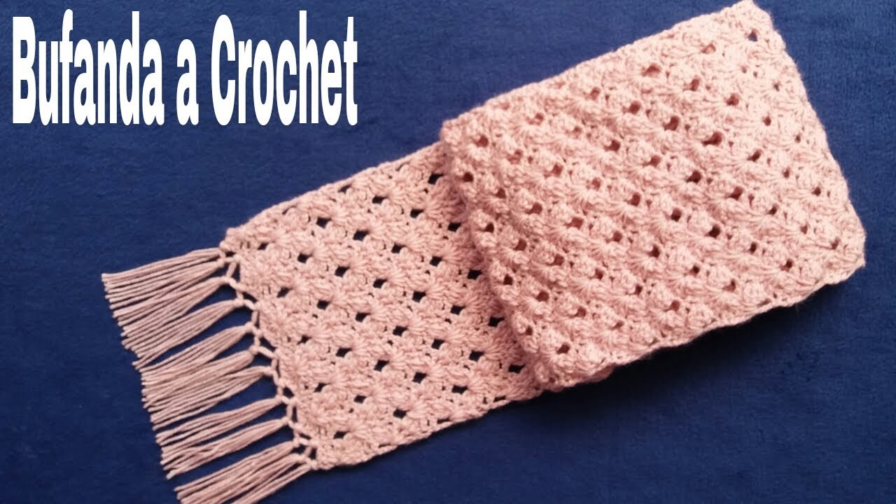 Bufanda tejida a Crochet(Tutorial)Puntos Muy Sencillos Recomendado Para Principiantes.