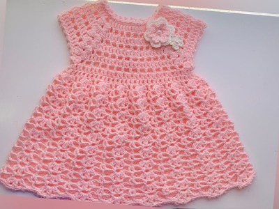 Vestido para bebe tejido a crochet 3 a 6 meses. tejidosbebe