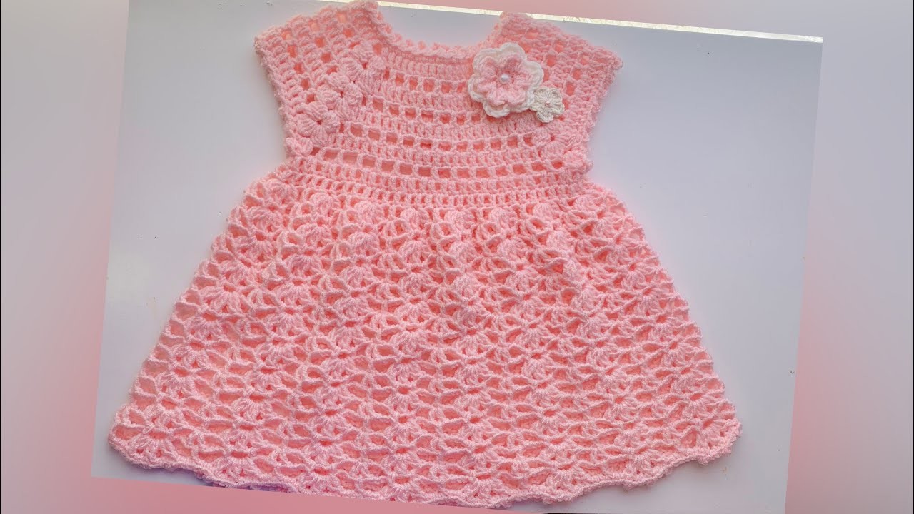 Vestido para bebe tejido a crochet 3 a 6 meses. tejidosbebe