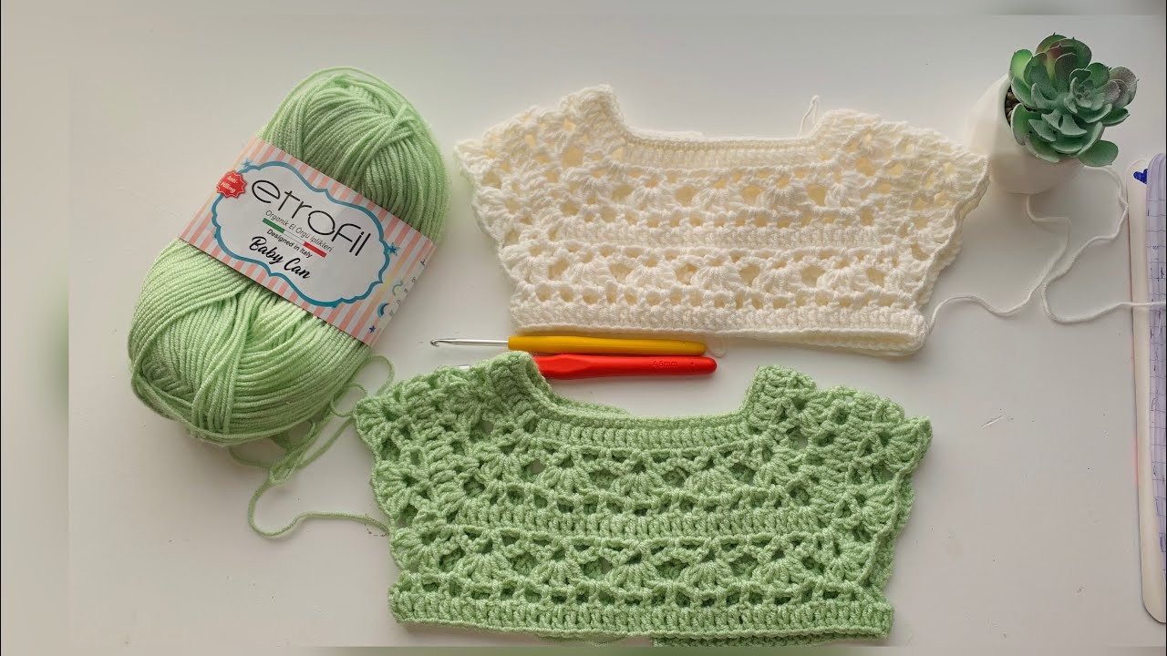 Canesu tejido a crochet para bebe 0 a 3 meses - Utilizando lana gruesa