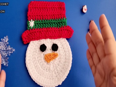 Decoracion navideña a crochet. muñeco de nieve