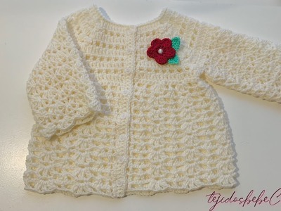 Sueter para bebe tejido a crochet talla 0 a 3 meses - Facil y rapido | Tejidosbebe