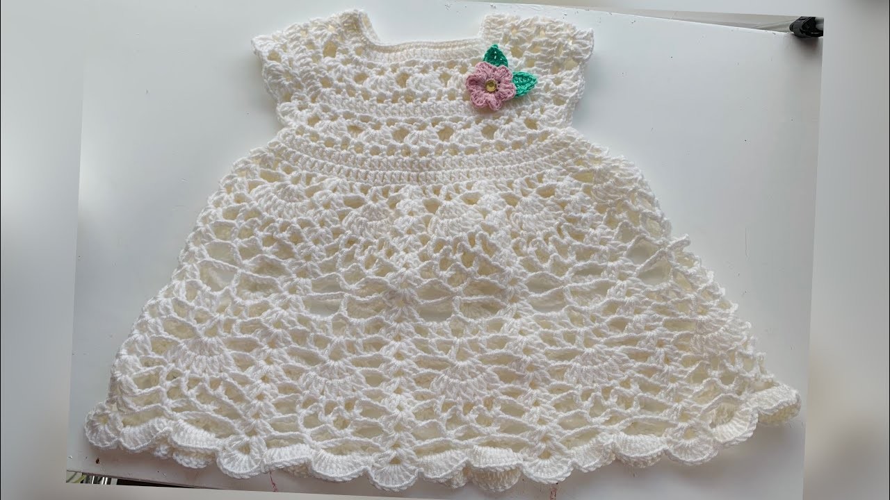 Vestido para bebe tejido a crochet 0 a 3 meses. tejidosbebe