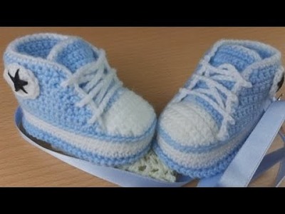 Zapatito  botita de bebe Tejidas a Crochet