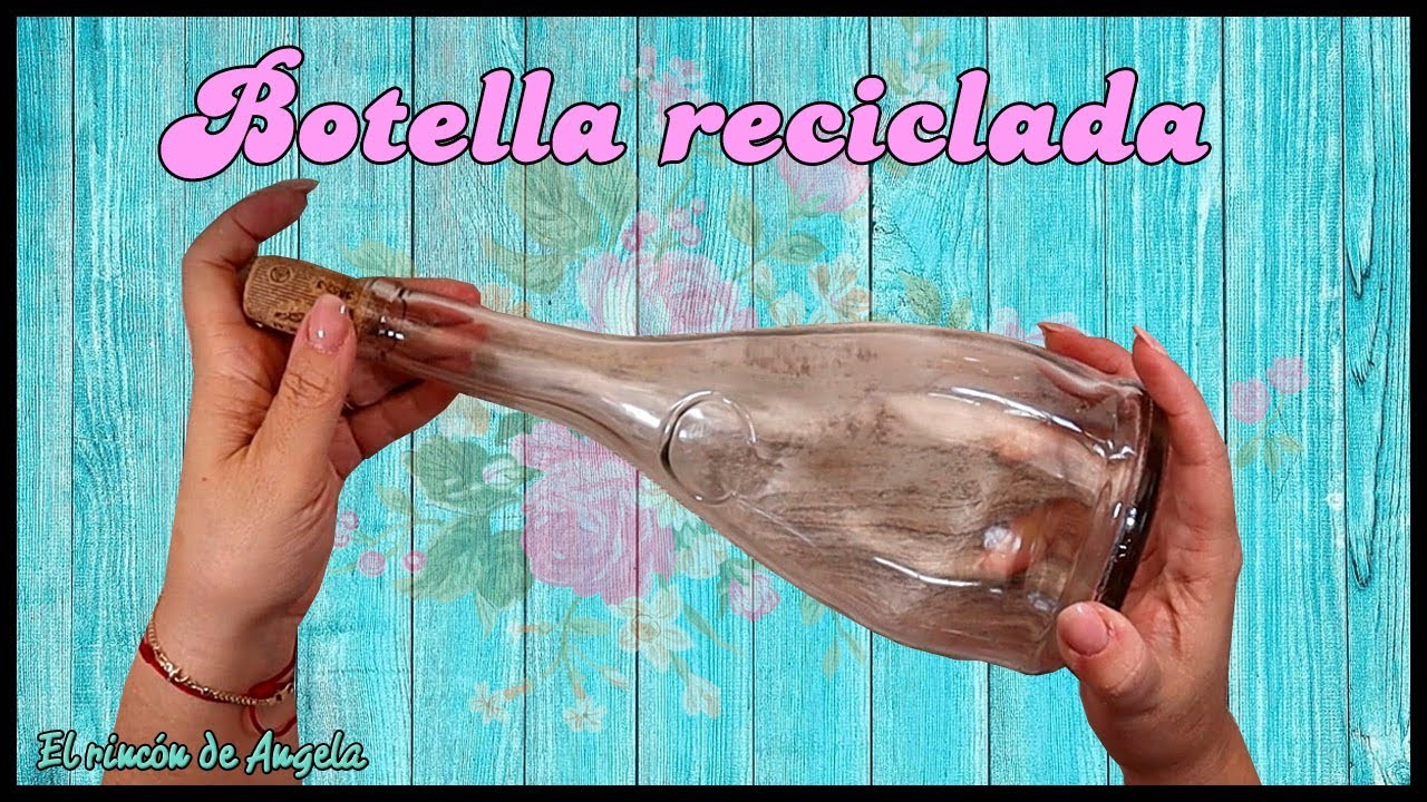 Botella reciclada con DECOUPAGE MUY FACIL- Diy manualidades