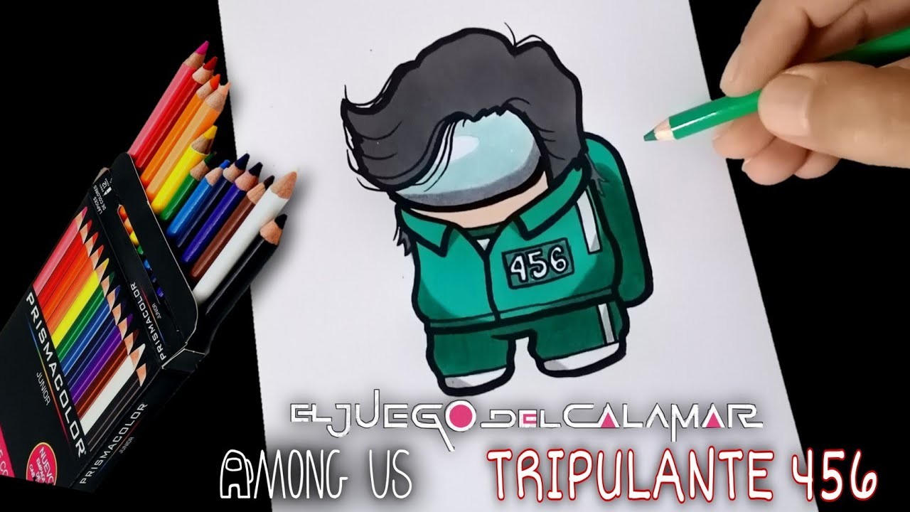 COMO DIBUJAR AL TRIPULANTE 456 DE AMONG US | EL JUEGO DEL CALAMAR | how to draw crewmate 456
