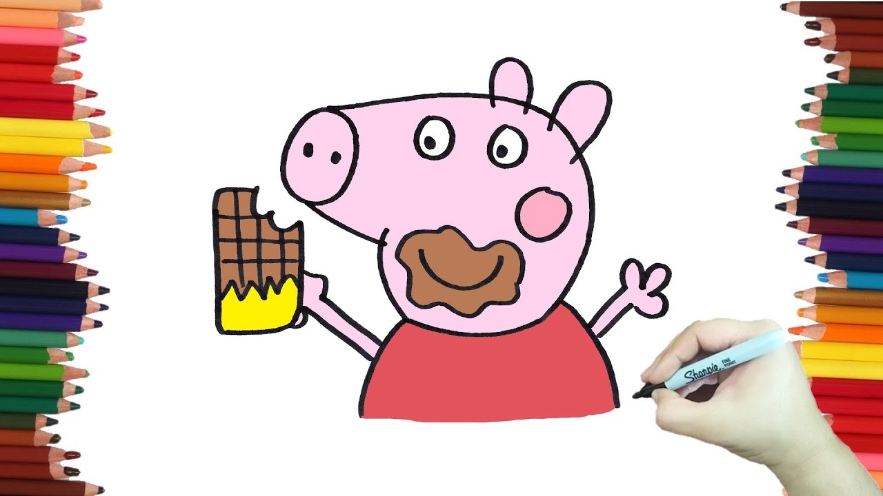 Dibuja  A Peppa Pig Comiendo Chocolate ???????? Dibujos Para Niños