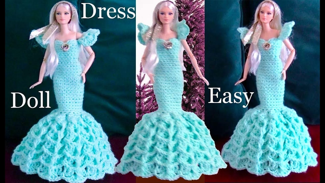 Como hacer Vestidos para Muñecas Vestido elegante para fiestas tejido a crochet