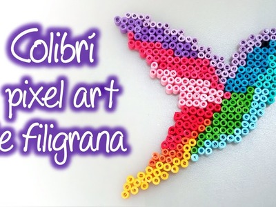 Colibrí estilo Pixel Art de filigrana, Quilling hummingbird pixel art style