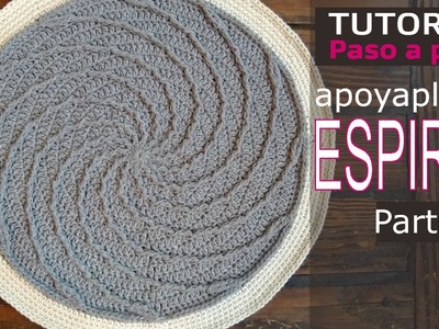 Parte 5: Apoyaplatos crochet  ESPIRAL Carpeta crochet EN ESPAÑOL! Paso a paso. Últimas vueltas