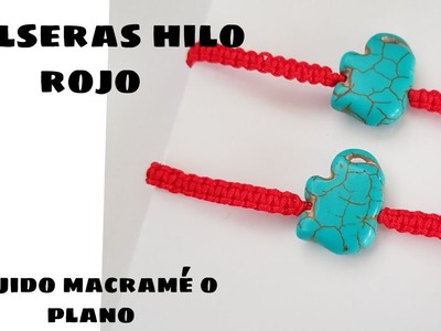 Pulseras de hilo rojo: tejido macramé