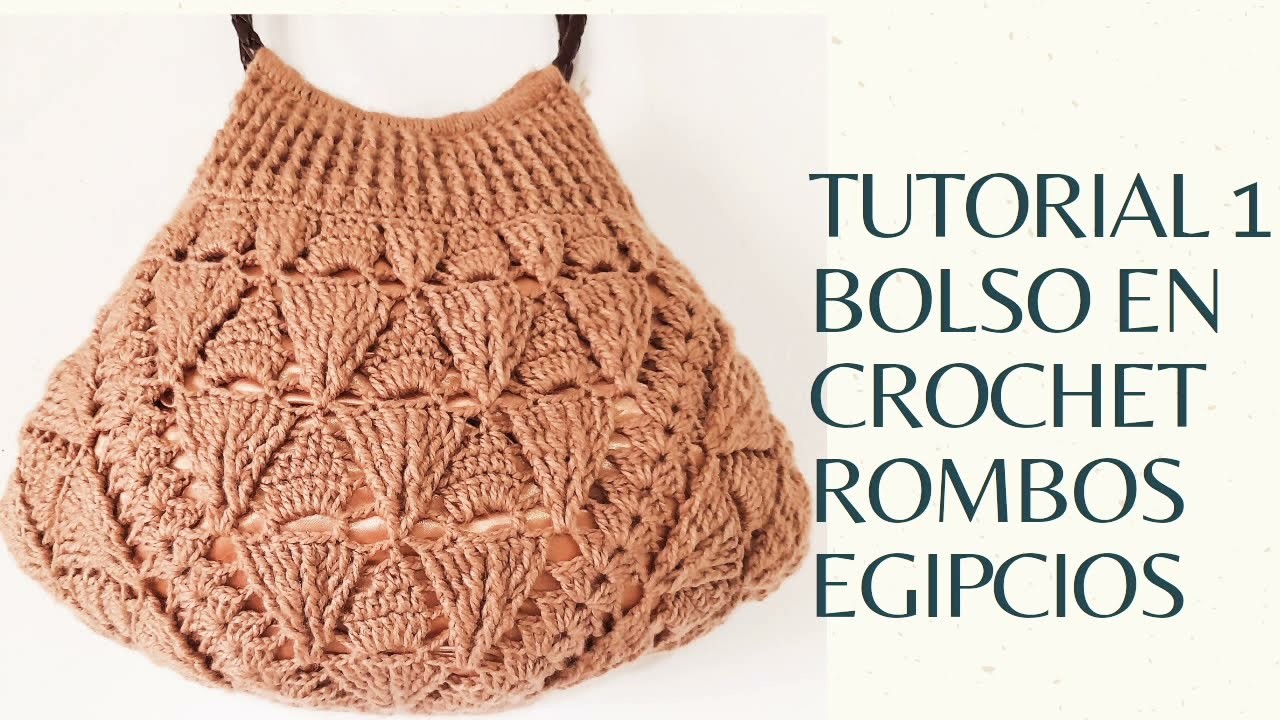 Tutorial 1-bolso en rombos egipcios ah  crochet تصميم جميل بغرزة جلد التمساح