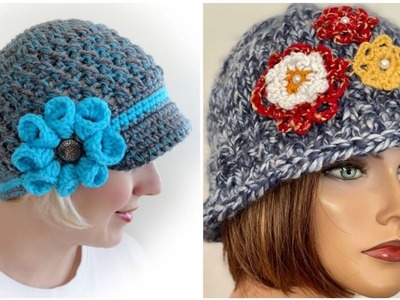 Las mujeres más vistosas y exigentes con patrones de sombreros de flores de ganchillo
