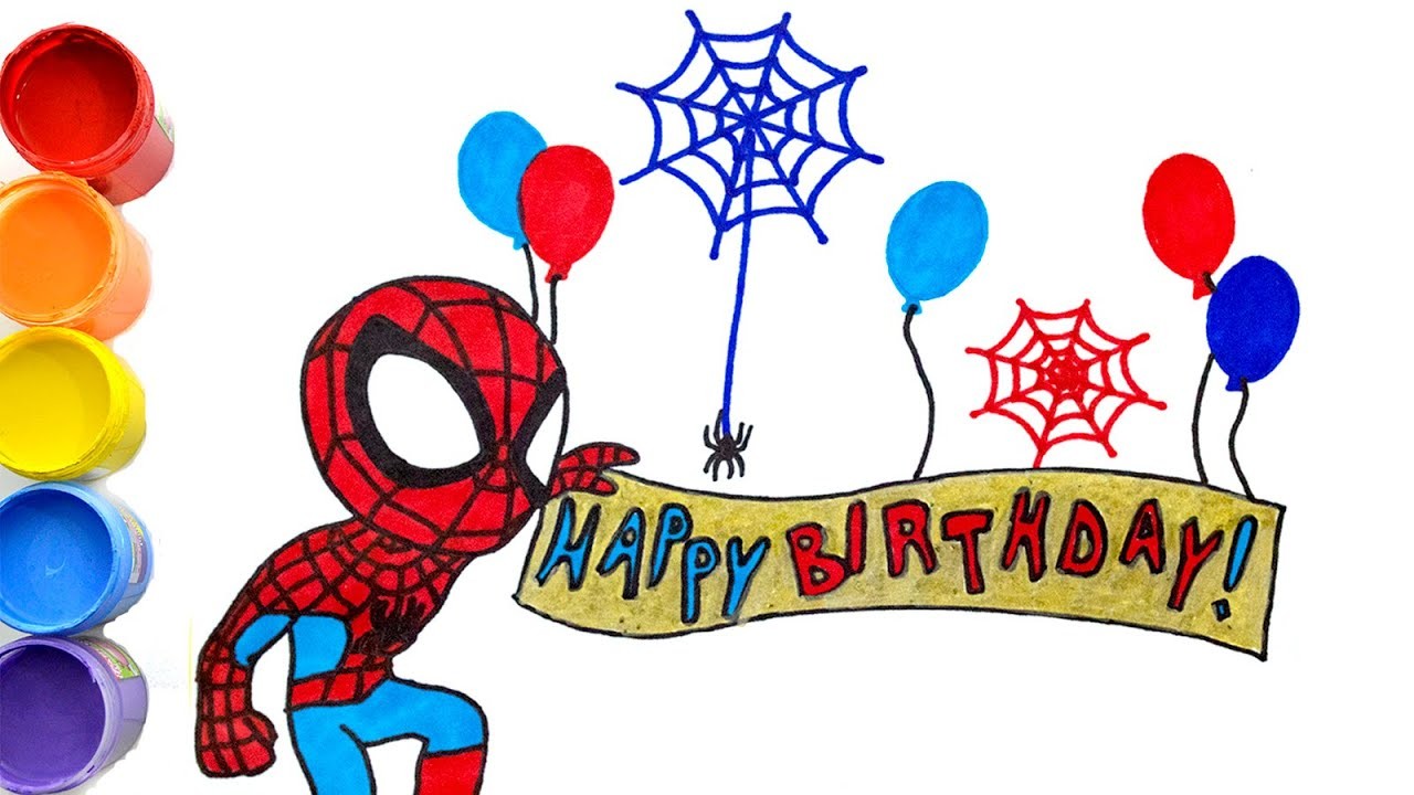 ????Mensajes para Cumpleaños ???? Tarjetas de Cumpleaños Dibujadas con el Hombre Araña  - @Art Colokids