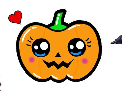 Cómo dibujar diseños kawaii de Pumpkin Halloween ♥ Dibujos Kawaii - Dibujos para dibujar