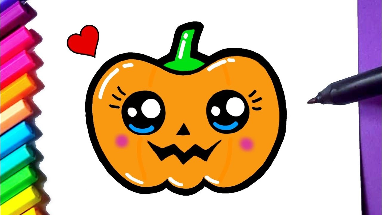Cómo dibujar diseños kawaii de Pumpkin Halloween ♥ Dibujos Kawaii - Dibujos para dibujar
