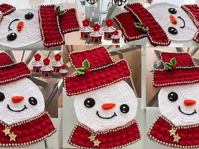 Como hacer Muñecos de Nieve para Navidad centros de mesa a Crochet
