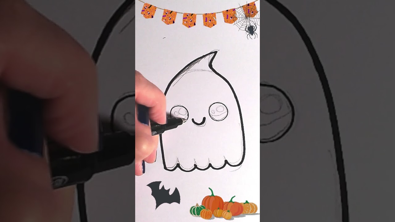 Dibujos Kawaii paso a paso Fácil y divertido Cómo dibujar Halloween  ????  Fantasma #shorts