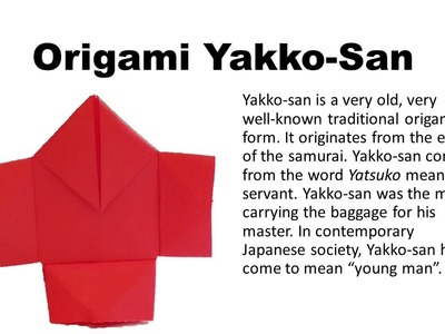 How to Make an Origami Yakko san paper Samurai - Cómo Hacer un Sirviente Samurai, Manualidades