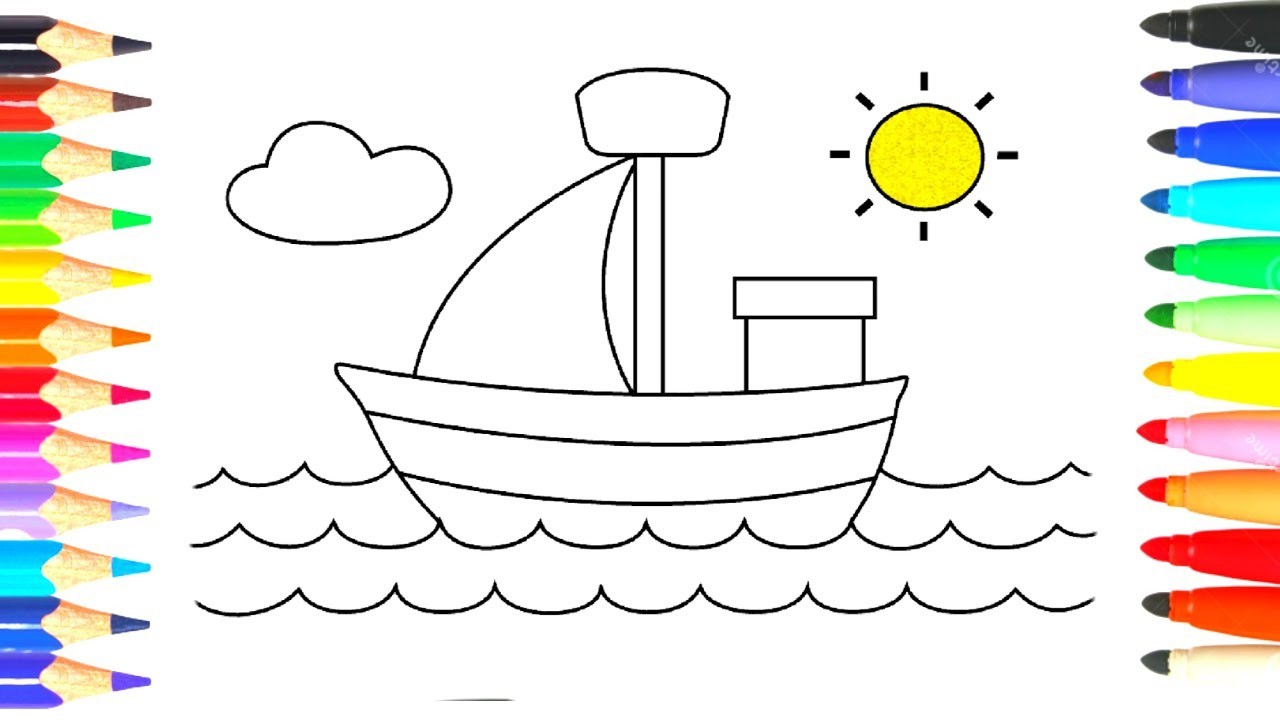 Dibujo para colorear de un barco | Dibujo para niños | Dibujo Fácil