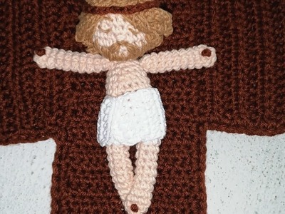 Hermoso cucifijo tejido a crochet hermoso Cristo mide 35 x 25 cm