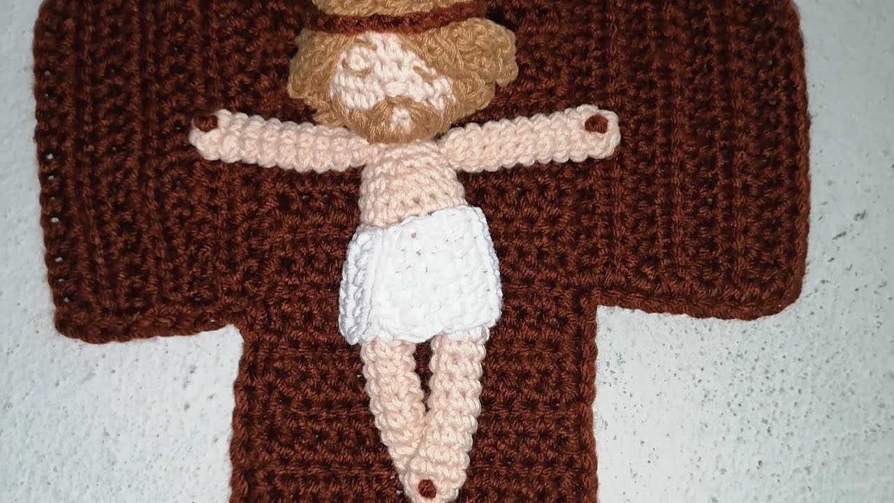 Hermoso cucifijo tejido a crochet hermoso Cristo mide 35 x 25 cm