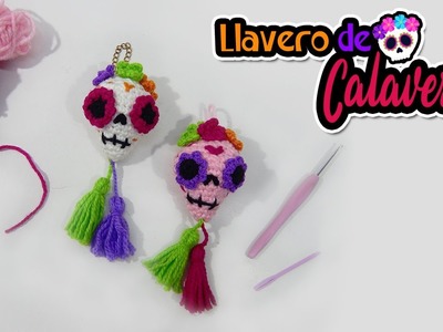 Llavero de CALAVERA tejido a crochet - Especial día de los muertos - CREATIVA MIX