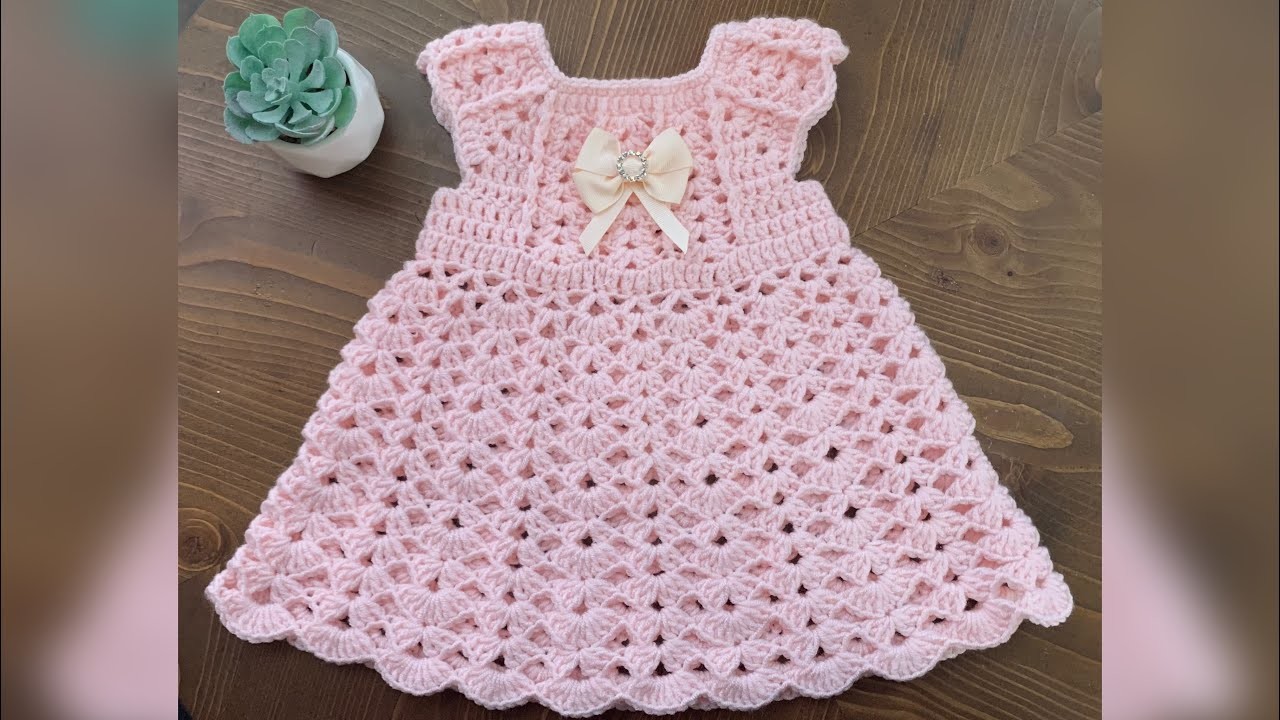 Vestido para bebe tejido a crochet 0 a 3 meses. tejidosbebe