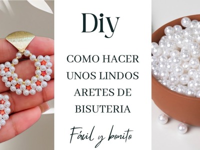 ✅como hacer aretes de perla ARETES de PERLAS Y MOSTACILLAS. ARETES DE BISUTERIA PASO A PASO. #diy 58