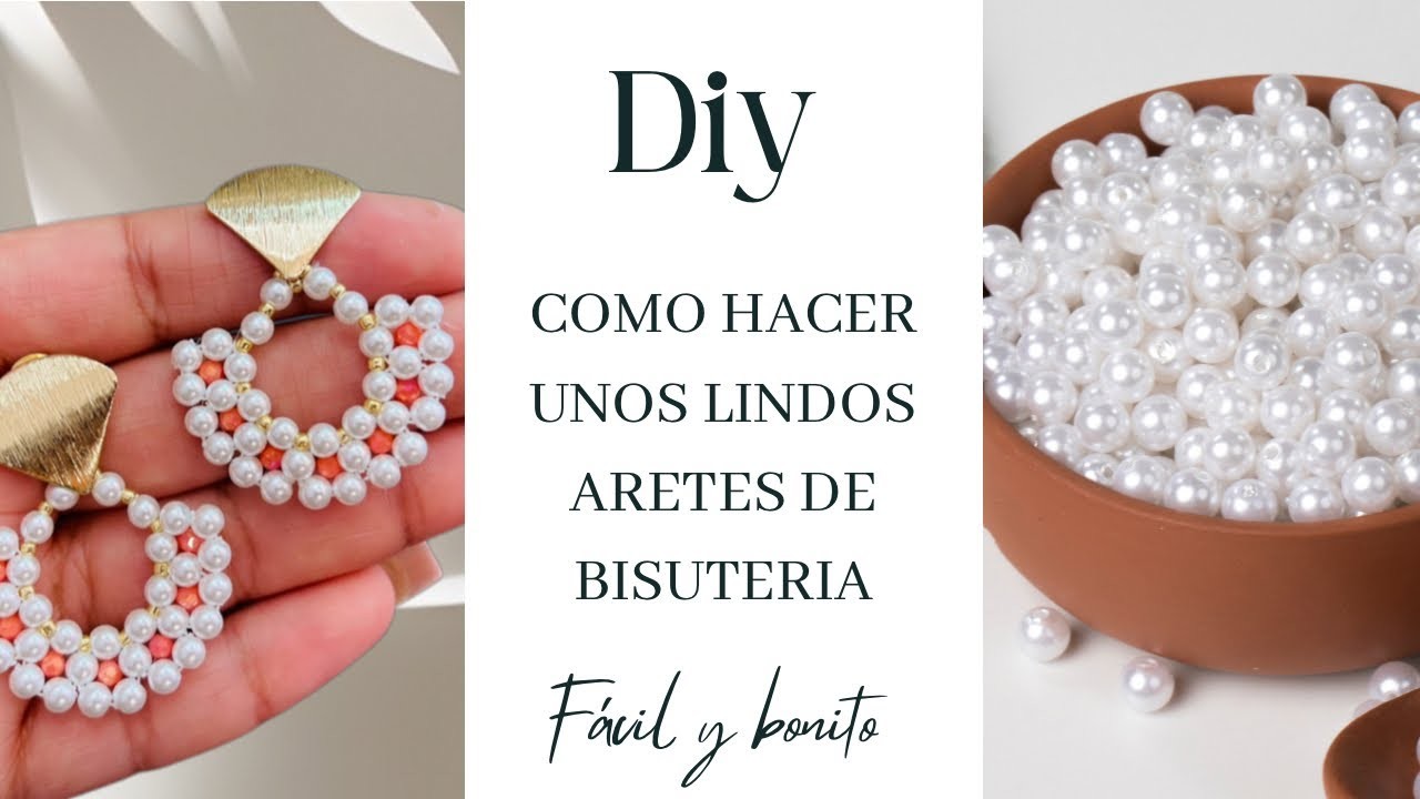 ✅como hacer aretes de perla ARETES de PERLAS Y MOSTACILLAS. ARETES DE BISUTERIA PASO A PASO. #diy 58